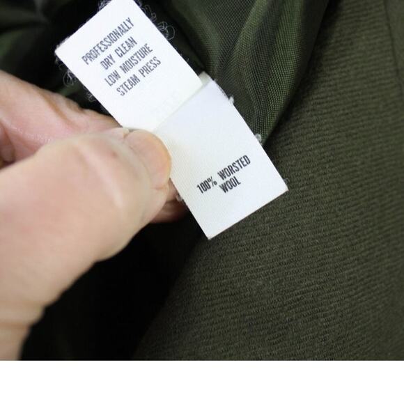 Vintage Bretton Place Petite Blazer Jacket Worsted Wool Moss Green 8P - Picture 5 of 5